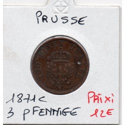 Prusse 3 pfennig 1871 C TTB KM 482 pièce de monnaie