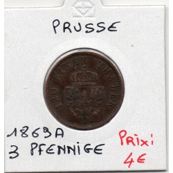 Prusse 3 pfennig 1869 A TTB KM 482 pièce de monnaie