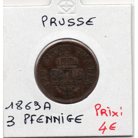 Prusse 3 pfennig 1869 A TTB KM 482 pièce de monnaie