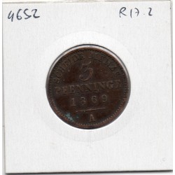 Prusse 3 pfennig 1869 A TTB KM 482 pièce de monnaie