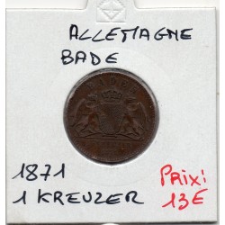 Bade 1 kreuzer 1871 TTB KM 253 pièce de monnaie