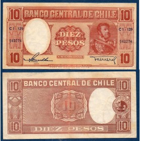Chili Pick N°120, TTB Billet de banque de 10 pesos 1958-1959