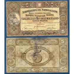 Suisse Pick N°11j, B Billet de banque de 5 Francs 1942