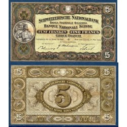 Suisse Pick N°11i, Sup- Billet de banque de 5 Francs 1939