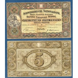 Suisse Pick N°11h, TB Billet de banque de 5 Francs 1936