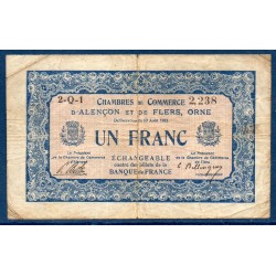 Alençon et Flers 1 franc TB 1915 pirot 17 Billet de la chambre de Commerce