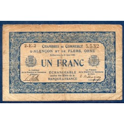 Alençon et Flers 1 franc B+ 1915 pirot 24 Billet de la chambre de Commerce