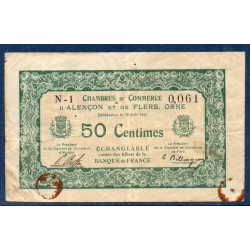 Alençon et Flers 50 centimes TB+ 1915 pirot 3 Billet de la chambre de Commerce