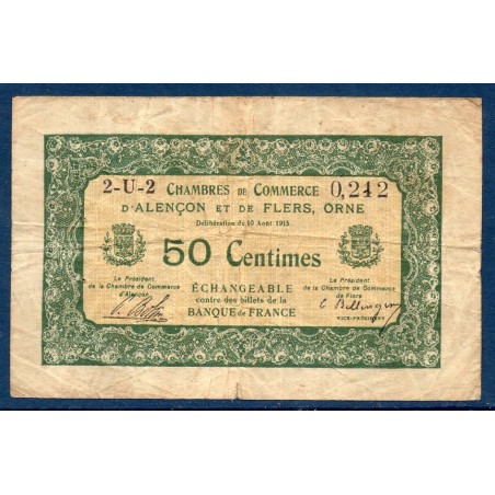 Alençon et Flers 50 centimes TB 1915 pirot 23 Billet de la chambre de Commerce