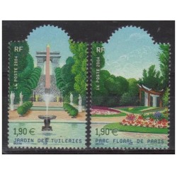 Timbre France Yvert No 3673-3674 Jardins de France, issus du bloc feuillet