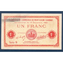 Montluçon Gannat 1 Franc Spl 19.12.1921 Pirot 63 var Billet de la chambre de commerce