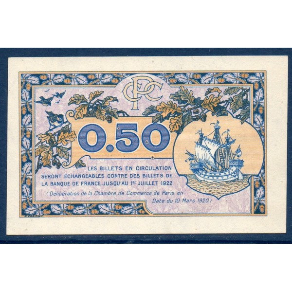 Paris 50 centimes, Sup, 10.3.1920 Pirot 97.31 Billet de la chambre de commerce
