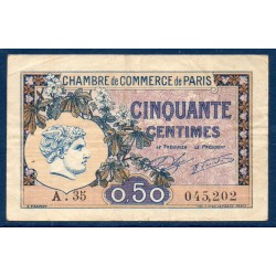 Paris 50 centimes, TTB, 10.3.1920 Pirot 97.31 Billet de la chambre de commerce
