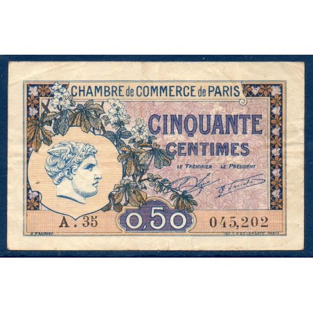 Paris 50 centimes, TTB, 10.3.1920 Pirot 97.31 Billet de la chambre de commerce