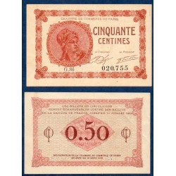 Paris 50 centimes Sup 10 mars 1920 Pirot 10 Billet de la chambre de commerce