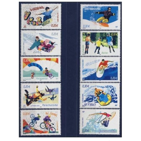 Timbre France Yvert No 3691-3700 Les sports de glisse