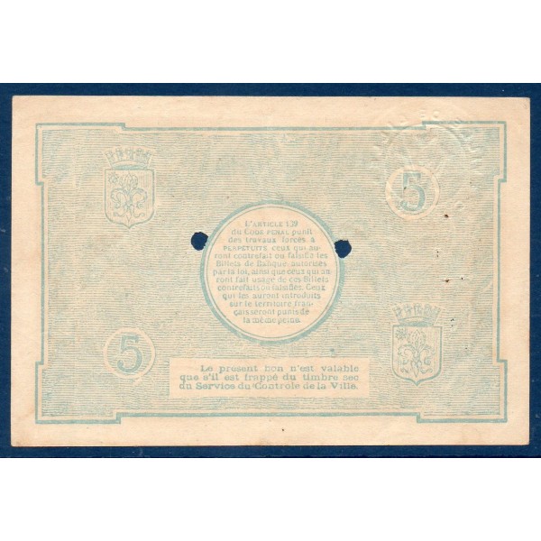 Ville Lille 5 francs Sup 13.7.1917 pirot 59-1623 Billet