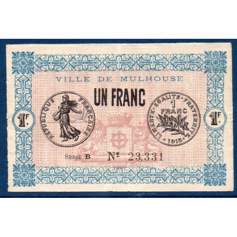 Ville Mulhouse 1 Franc Sup- 18.12.1918 pirot 132-2 Billet