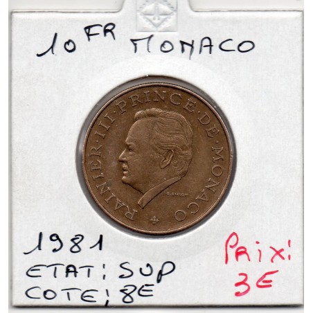 Monaco Rainier III 10 Francs 1982 Sup, Gad 157 pièce de monnaie