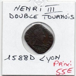 Double Tournois 1588 D 2eme Type Lyon Henri III pièce de monnaie royale