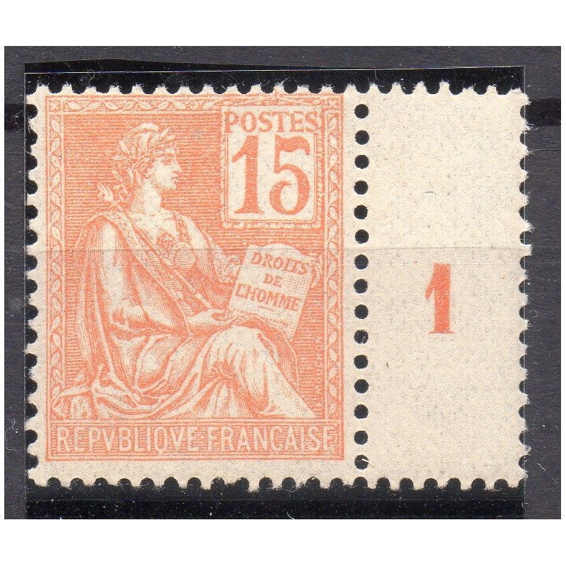 Timbre France Yvert No 117 bon Centrage Mouchon Type II 15c Orange neuf **