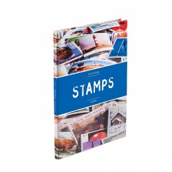 Classeur album pour timbres A4 décoration avec motifs de timbres, 16 pages noires