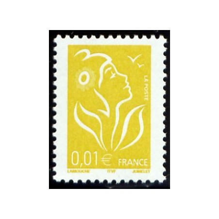 Timbre France Yvert No 3731 Marianne Lamouche 0.01€ jaune légende itvf