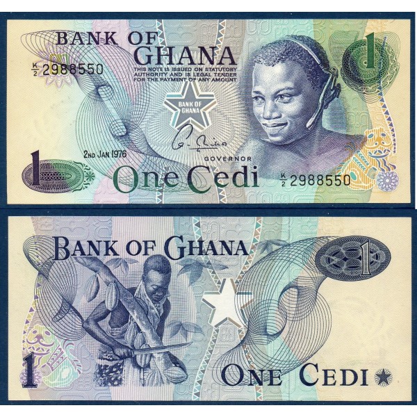 Ghana Pick N°13c, Billet de banque de 1 Cedi 1976