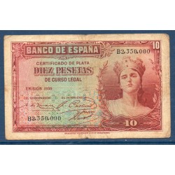 Espagne Pick N°86a, Billet de banque de 10 pesetas 1935