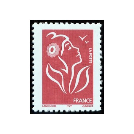Timbre France Yvert No 3734 Marianne Lamouche sans valeur rouge légende itvf