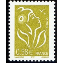 Timbre France Yvert No 3735 Marianne Lamouche 0.58€ jaune olive légende itvf