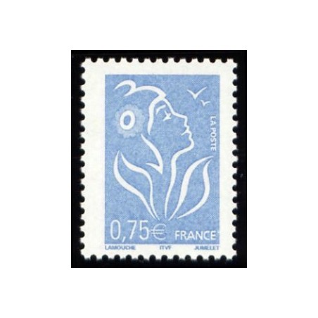 Timbre France Yvert No 3737 Marianne Lamouche 0.75€ bleu légende itvf