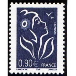 Timbre France Yvert No 3738 Marianne Lamouche 0.90€bleu foncé légende itvf