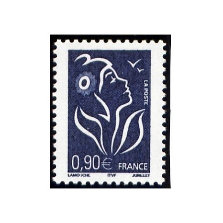 Timbre France Yvert No 3738 Marianne Lamouche 0.90€bleu foncé légende itvf