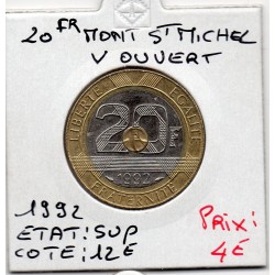 20 francs Mont St Michel 1992 V ouvert 5 cannelures Sup, France pièce de monnaie