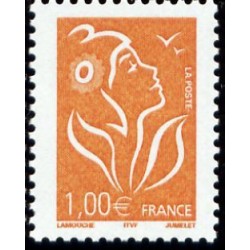 Timbre France Yvert No 3739 Marianne Lamouche 1€ orange légende itvf