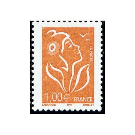 Timbre France Yvert No 3739 Marianne Lamouche 1€ orange légende itvf