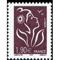 Timbre France Yvert No 3741 Marianne Lamouche 1.90€ brun prune légende itvf