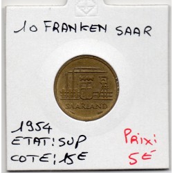 Sarre Saar, 10 franken 1954 Sup, Gad 1 pièce de monnaie