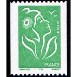 Timbre France Yvert No 3742 Marianne Lamouche sans valeur vert de roulette légende itvf