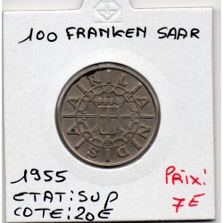 Sarre Saar, 100 franken 1955 Sup, Gad 4 pièce de monnaie