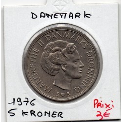 Danemark 5 kroner 1976 Sup+, KM 863 pièce de monnaie