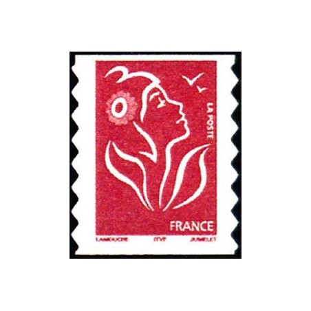 Timbre France Yvert No 3744 Marianne Lamouche sans valeur rouge adhésif de carnet légende itvf