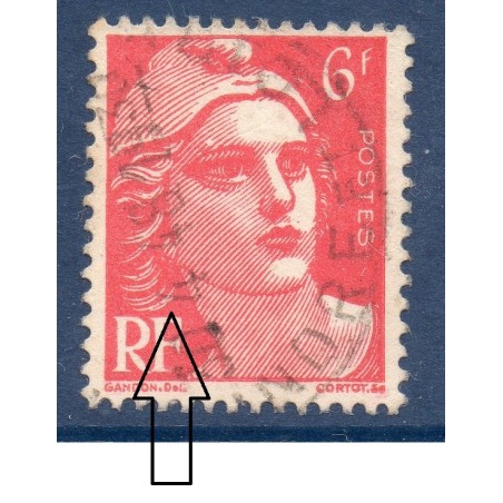 Timbre Yvert No 721Ac méches croisées variété de poinçon , oblitérée type marianne de Gandon