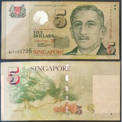 Singapour Pick N°47A, Billet de banque de 5 Dollars 2005