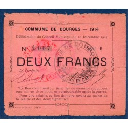 Ville de Dourges 2 Franc TB- 10.12.1914 pirot 62-363 Billet