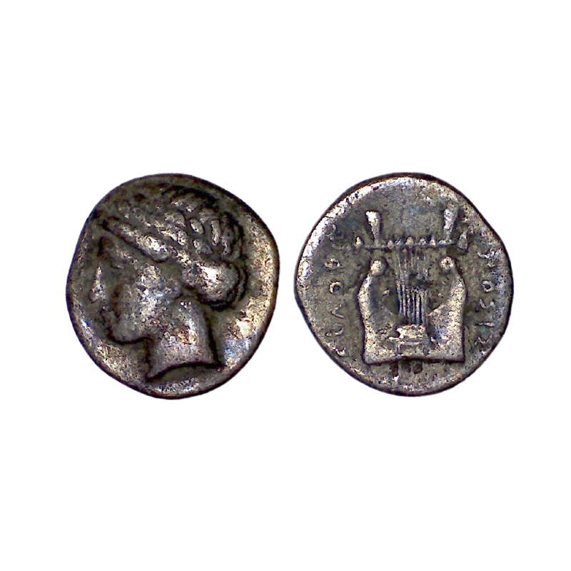 Ionie, Kolophon Diobol argent  (-375 à -350) Apollon Lyre