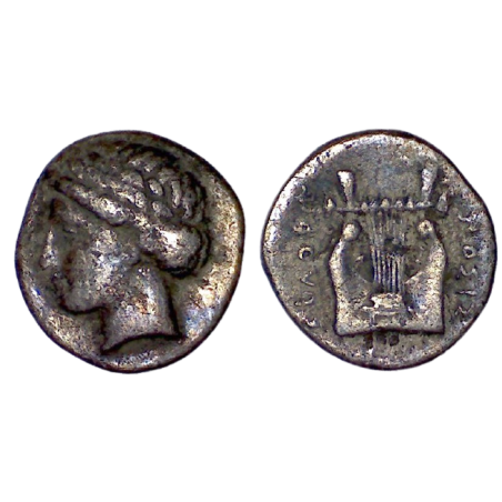 Ionie, Kolophon Diobol argent  (-375 à -350) Apollon Lyre