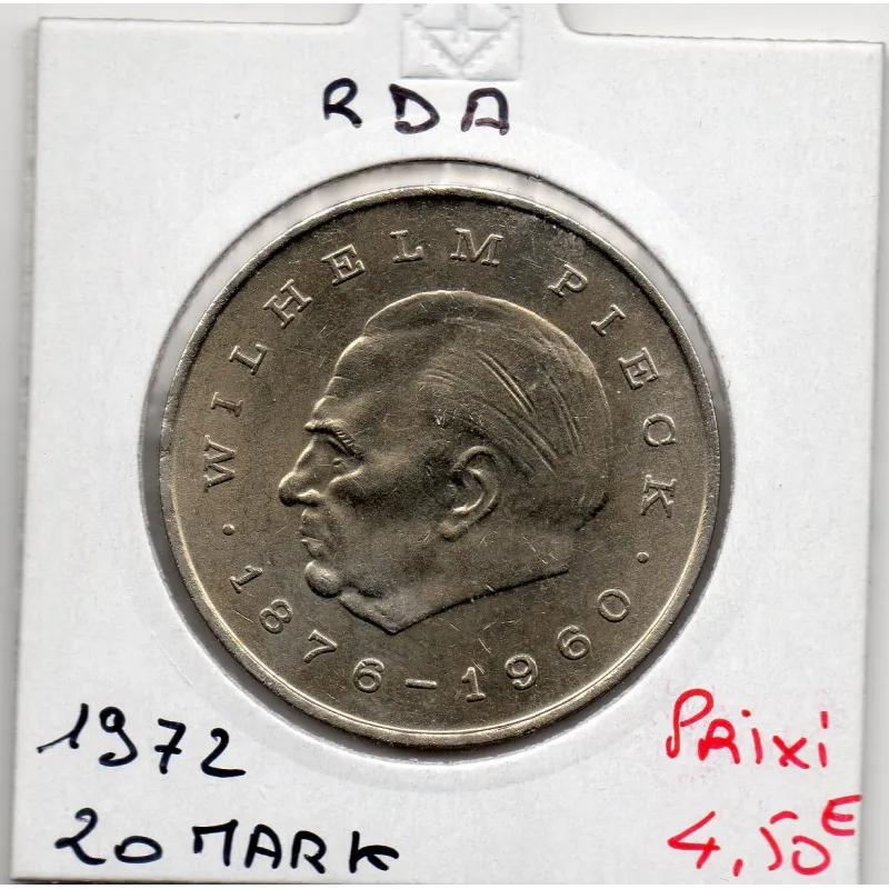 Allemagne RDA 20 mark 1972, Sup KM 42 pièce de monnaie Allemagne RDA 20 mark 1972, Sup KM 42 pièce de monnaie