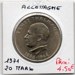 Allemagne RDA 20 mark 1971, Sup KM 34 pièce de monnaie